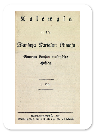 Suomių nacionalinio epo „Kalevala“ pirmojo leidimo titulinis lapas