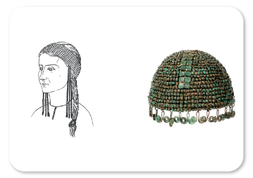 Galvos danga, pagaminta iš žalvario plokštelių.