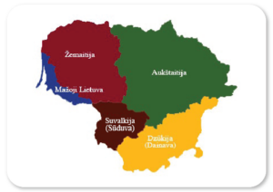 Lietuvos etnografinių regionų žemėlapis